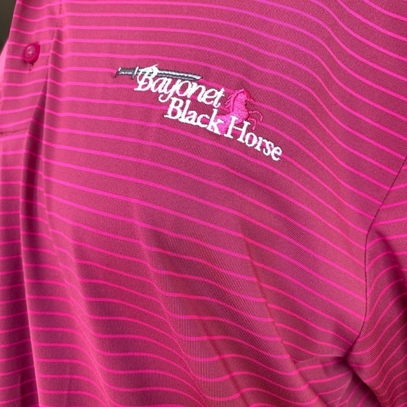 Under Armour Heatgear Polo Men’s Unisex T-shirt Pink Striped Loose Fit Tee Top - Picture 5 of 6